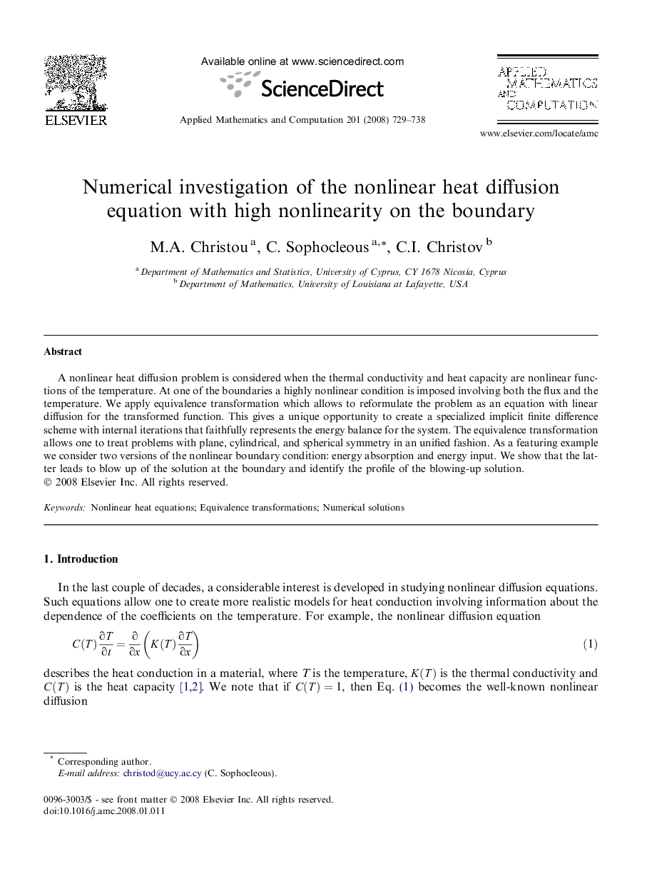 Numerical investigation of the nonlinear heat diffusion equation with high nonlinearity on the boundary