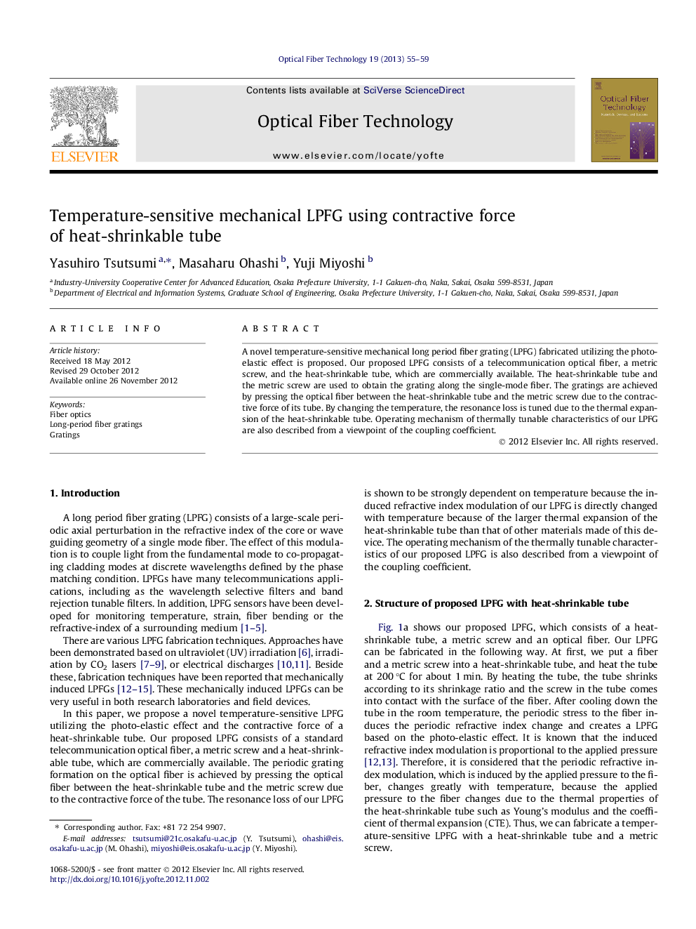 Temperature-sensitive mechanical LPFG using contractive force of heat-shrinkable tube