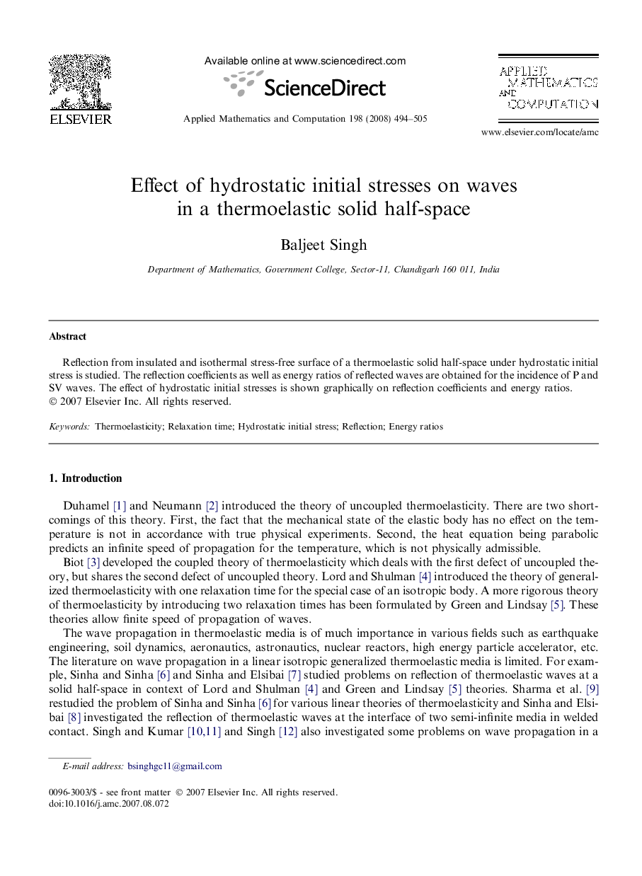 Effect of hydrostatic initial stresses on waves in a thermoelastic solid half-space