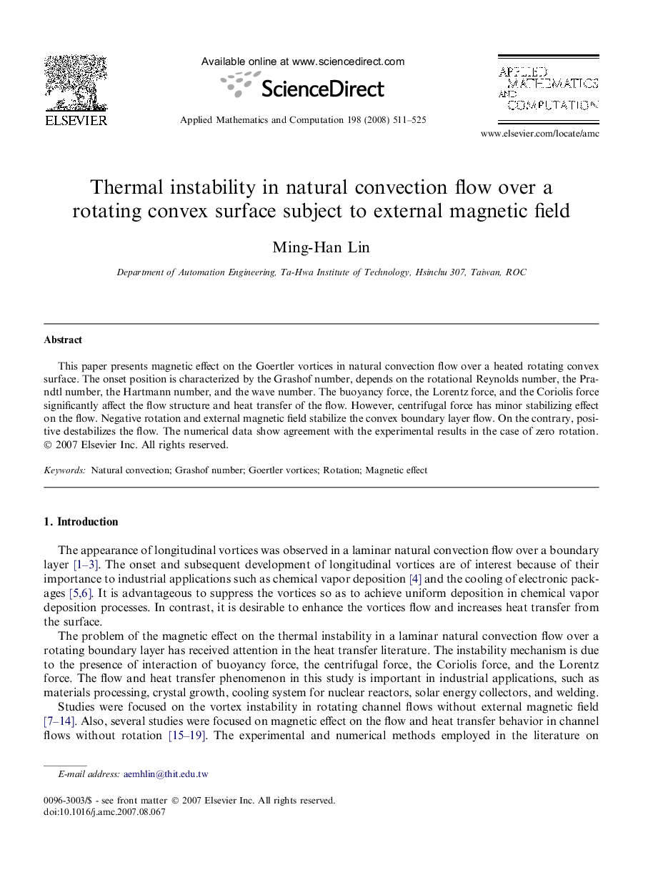 Thermal instability in natural convection flow over a rotating convex surface subject to external magnetic field