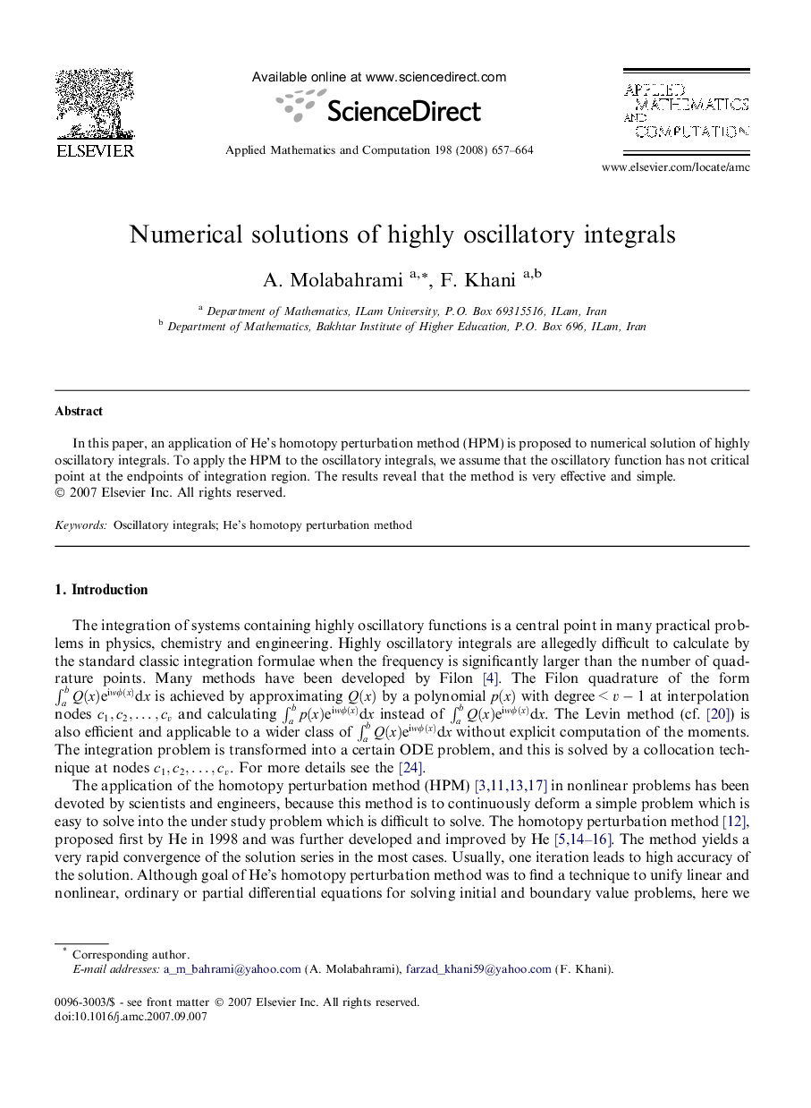 Numerical solutions of highly oscillatory integrals