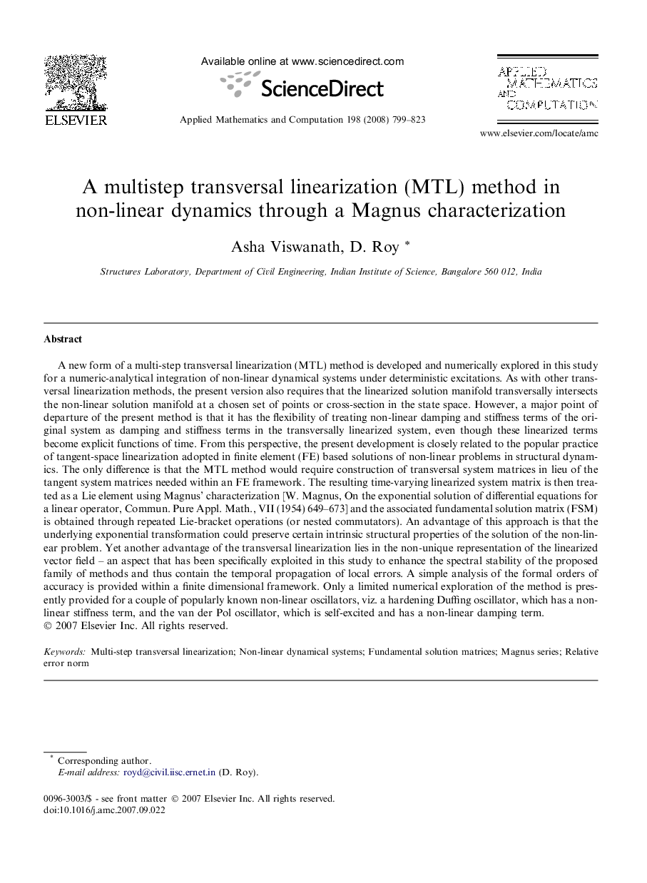 A multistep transversal linearization (MTL) method in non-linear dynamics through a Magnus characterization