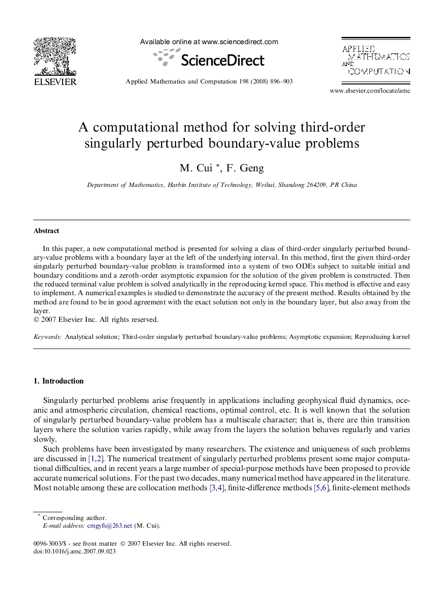 A computational method for solving third-order singularly perturbed boundary-value problems