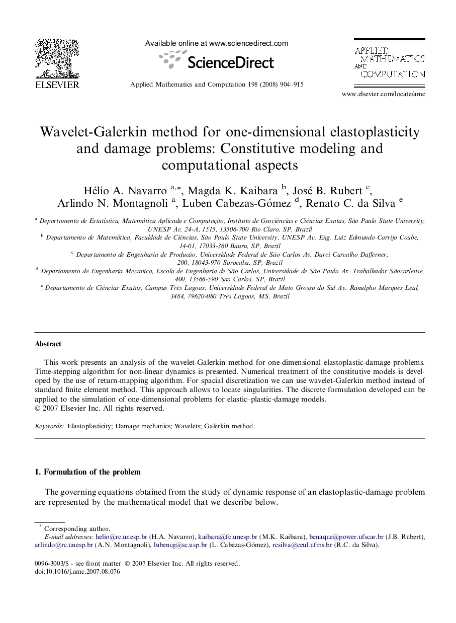 Wavelet-Galerkin method for one-dimensional elastoplasticity and damage problems: Constitutive modeling and computational aspects