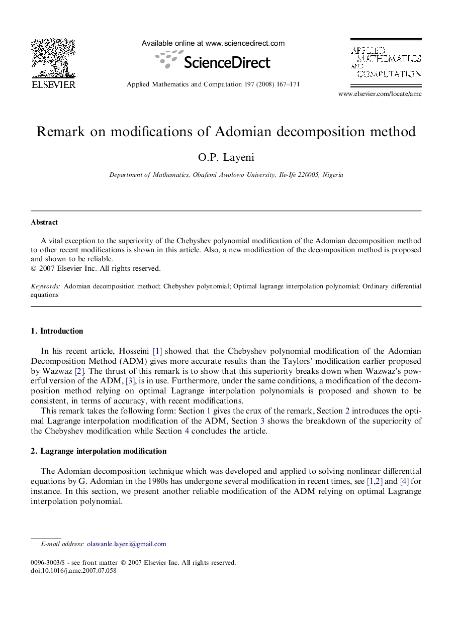 Remark on modifications of Adomian decomposition method