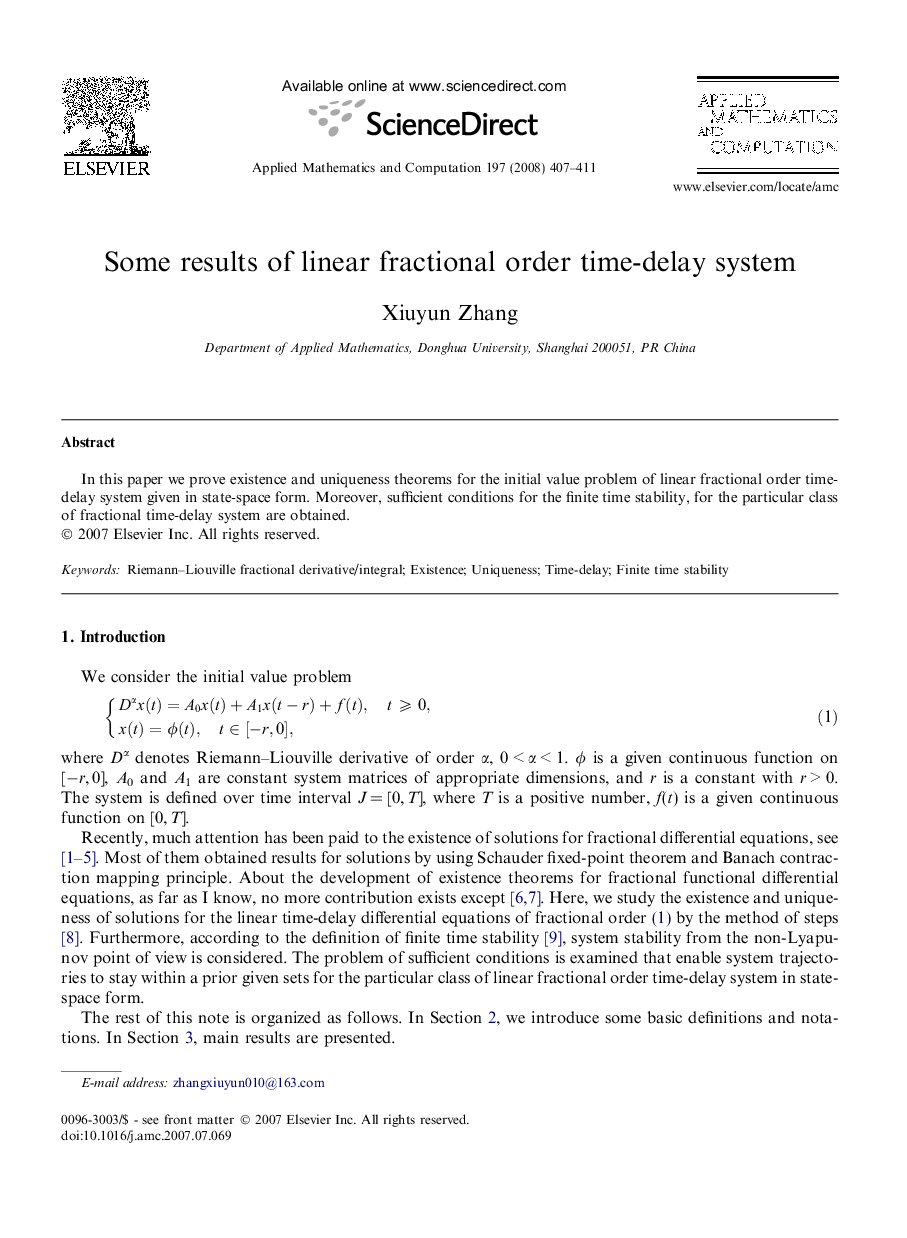 Some results of linear fractional order time-delay system