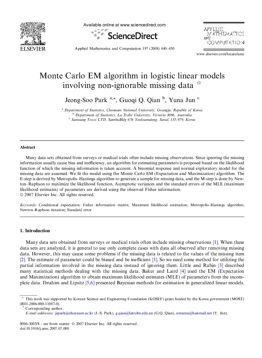 Monte Carlo EM algorithm in logistic linear models involving non-ignorable missing data
