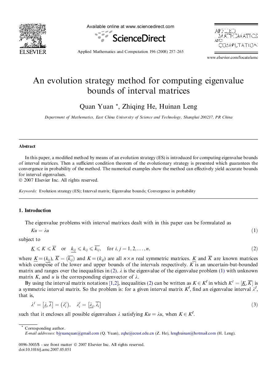 An evolution strategy method for computing eigenvalue bounds of interval matrices