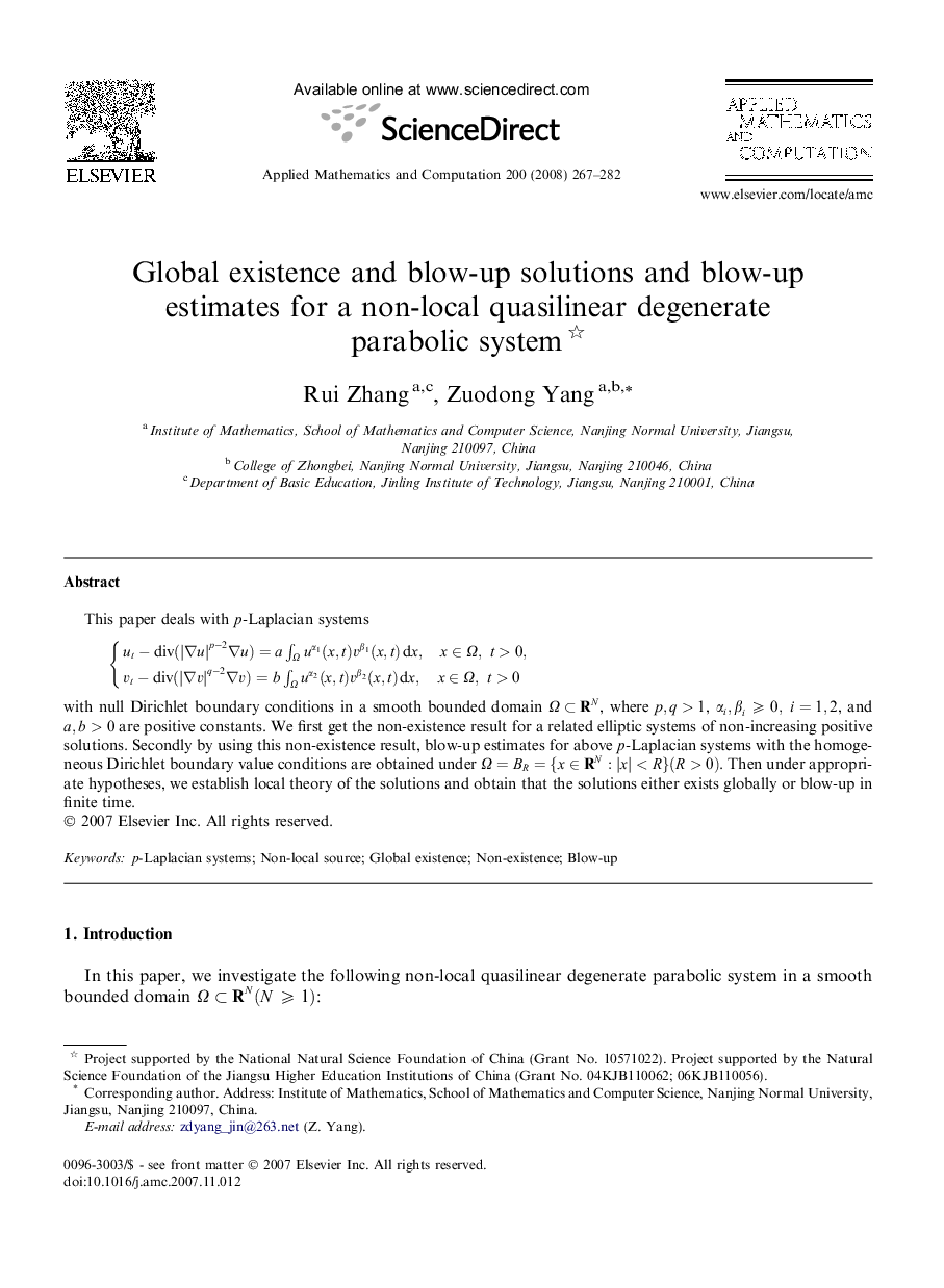 Global existence and blow-up solutions and blow-up estimates for a non-local quasilinear degenerate parabolic system 