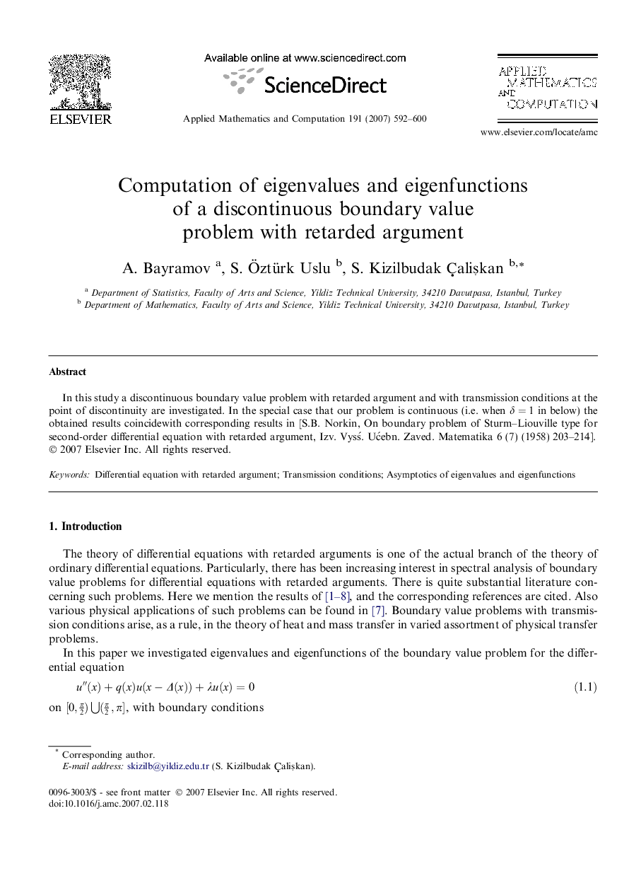 Computation of eigenvalues and eigenfunctions of a discontinuous boundary value problem with retarded argument