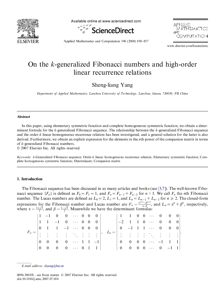 On the k-generalized Fibonacci numbers and high-order linear recurrence relations