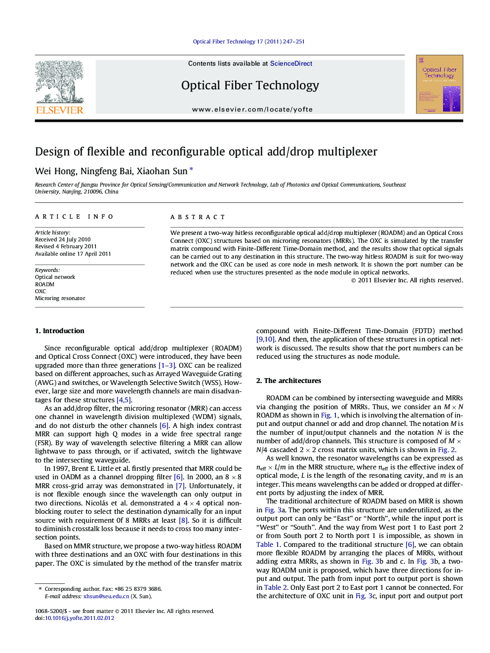 Design of flexible and reconfigurable optical add/drop multiplexer