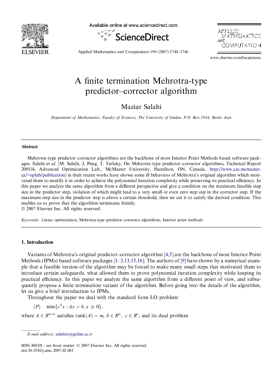 A finite termination Mehrotra-type predictor-corrector algorithm