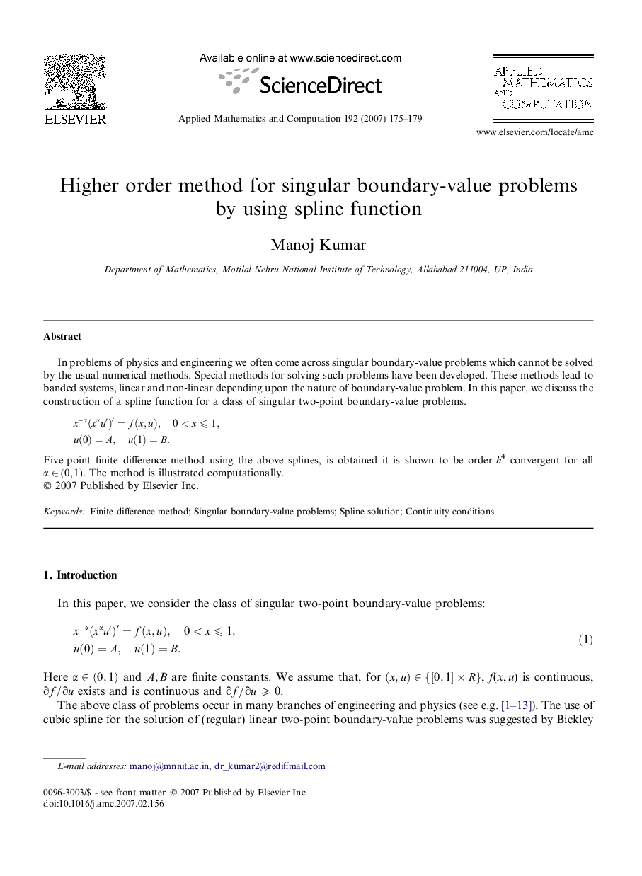 Higher order method for singular boundary-value problems by using spline function