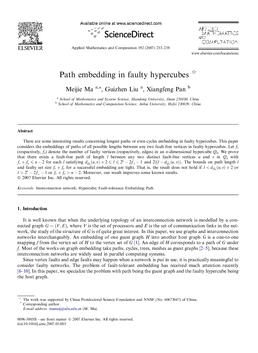 Path embedding in faulty hypercubes