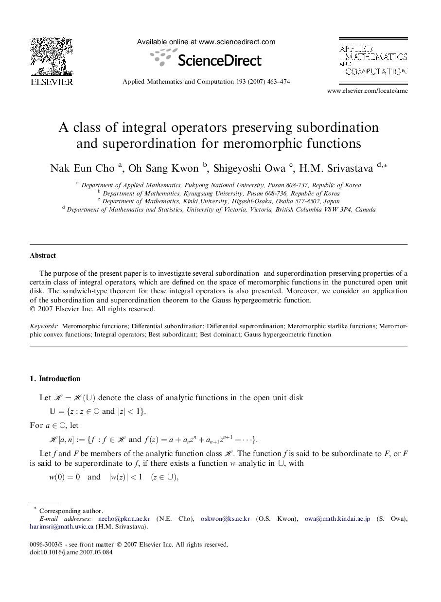 A class of integral operators preserving subordination and superordination for meromorphic functions