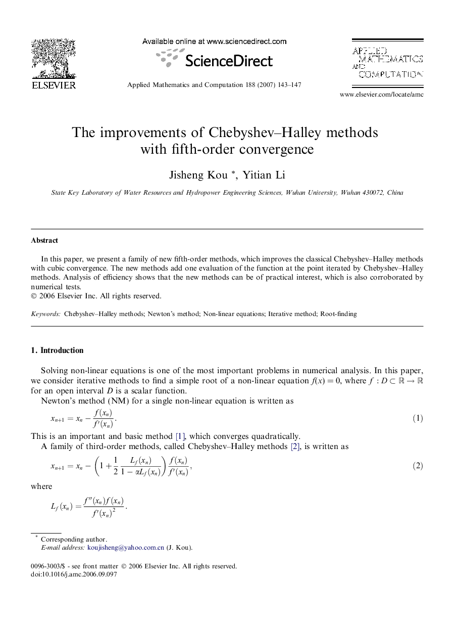 The improvements of Chebyshev–Halley methods with fifth-order convergence