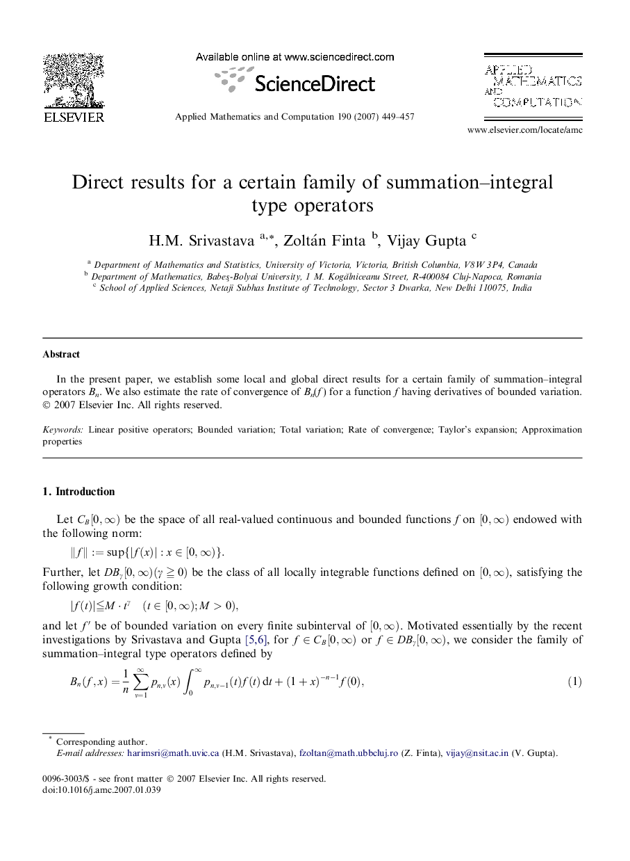 Direct results for a certain family of summation-integral type operators