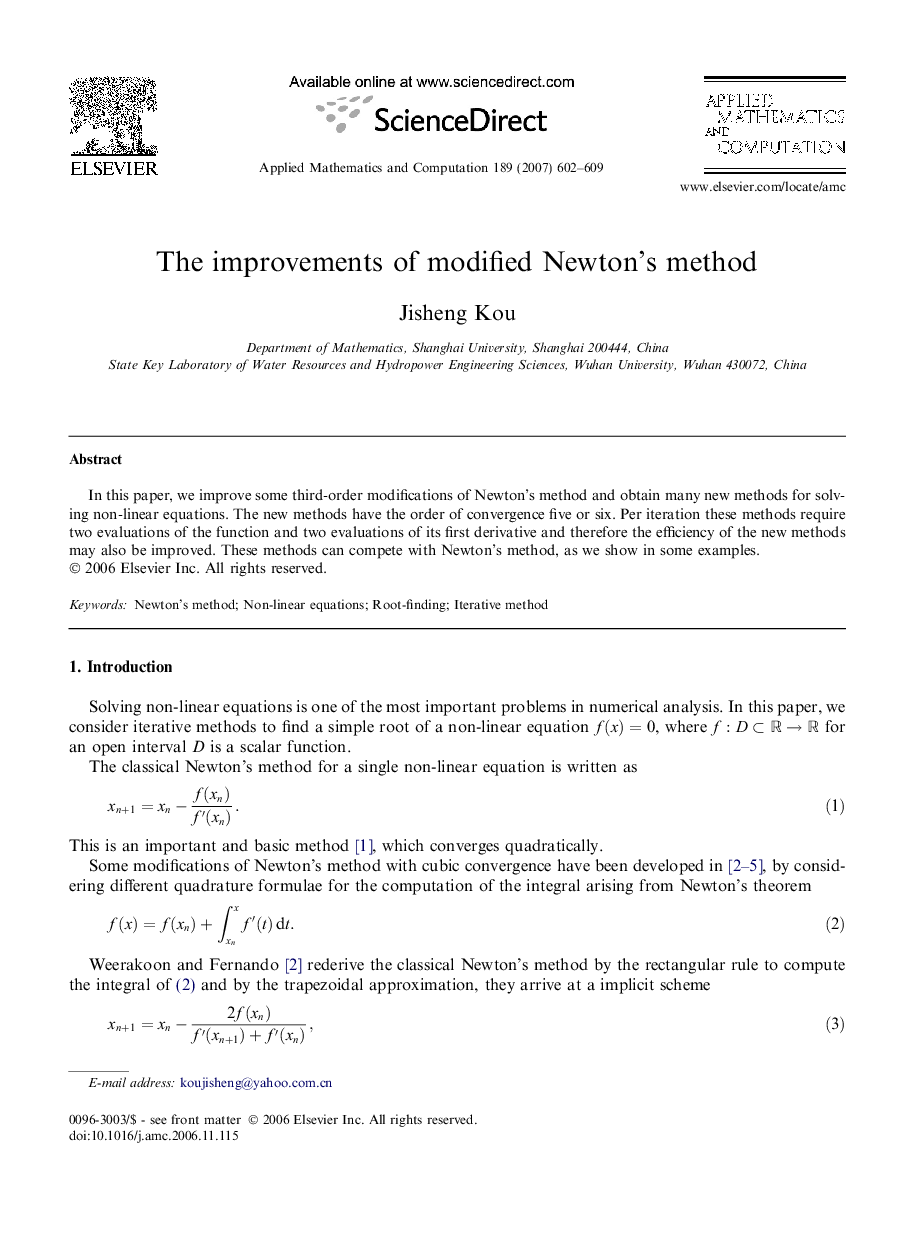 The improvements of modified Newton’s method