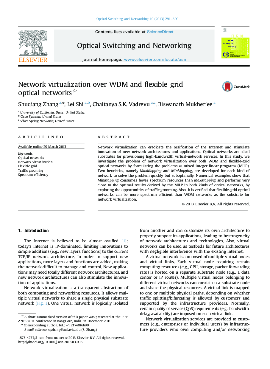 Network virtualization over WDM and flexible-grid optical networks 