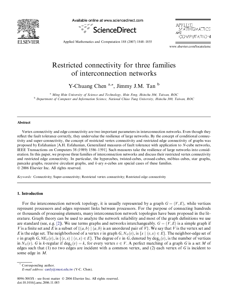 Restricted connectivity for three families of interconnection networks