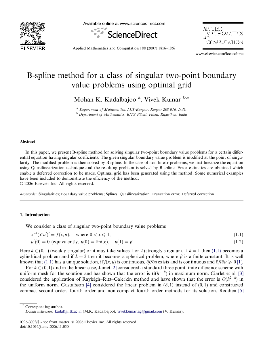 B-spline method for a class of singular two-point boundary value problems using optimal grid