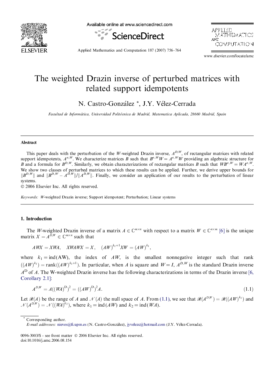 The weighted Drazin inverse of perturbed matrices with related support idempotents