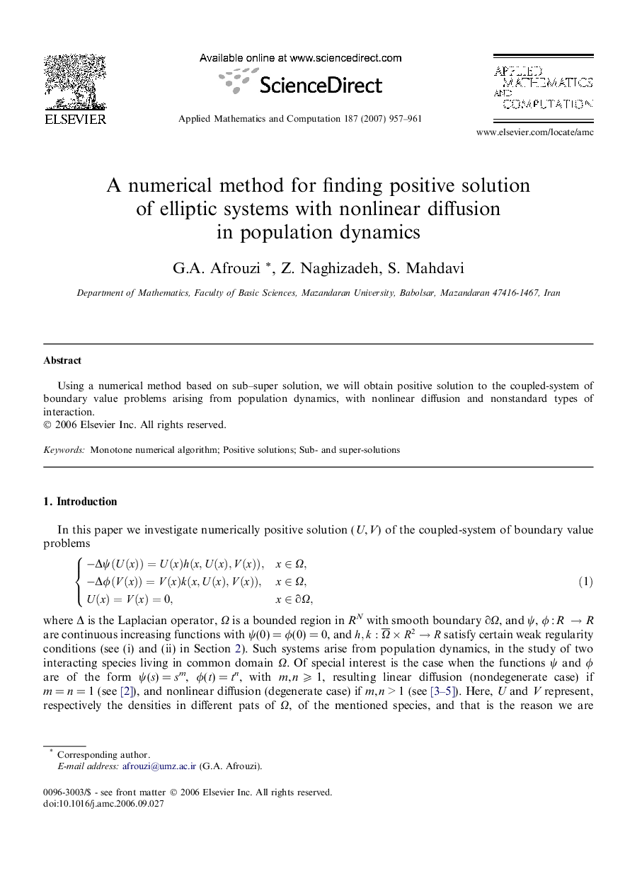 A numerical method for finding positive solution of elliptic systems with nonlinear diffusion in population dynamics