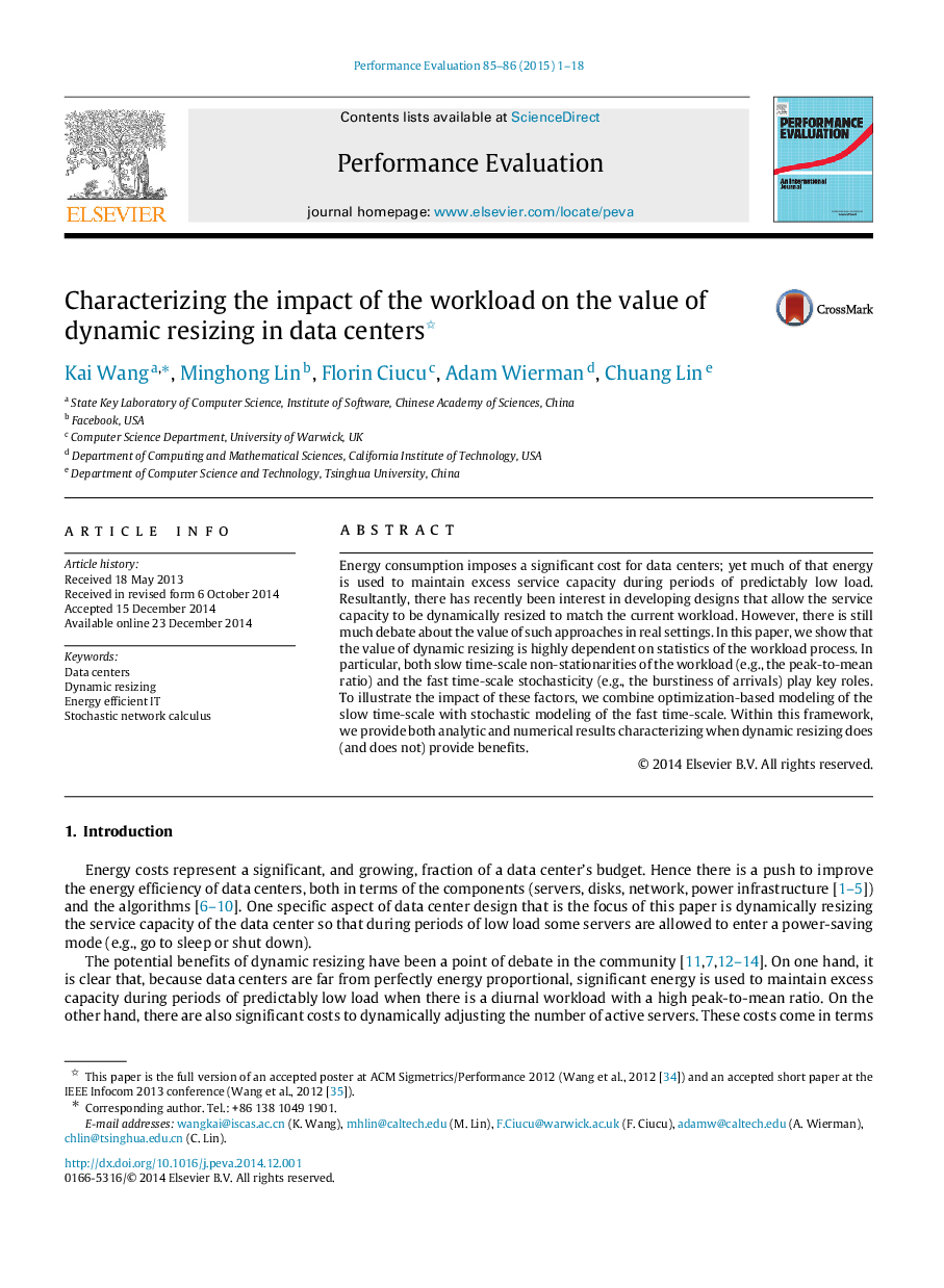 Characterizing the impact of the workload on the value of dynamic resizing in data centers 