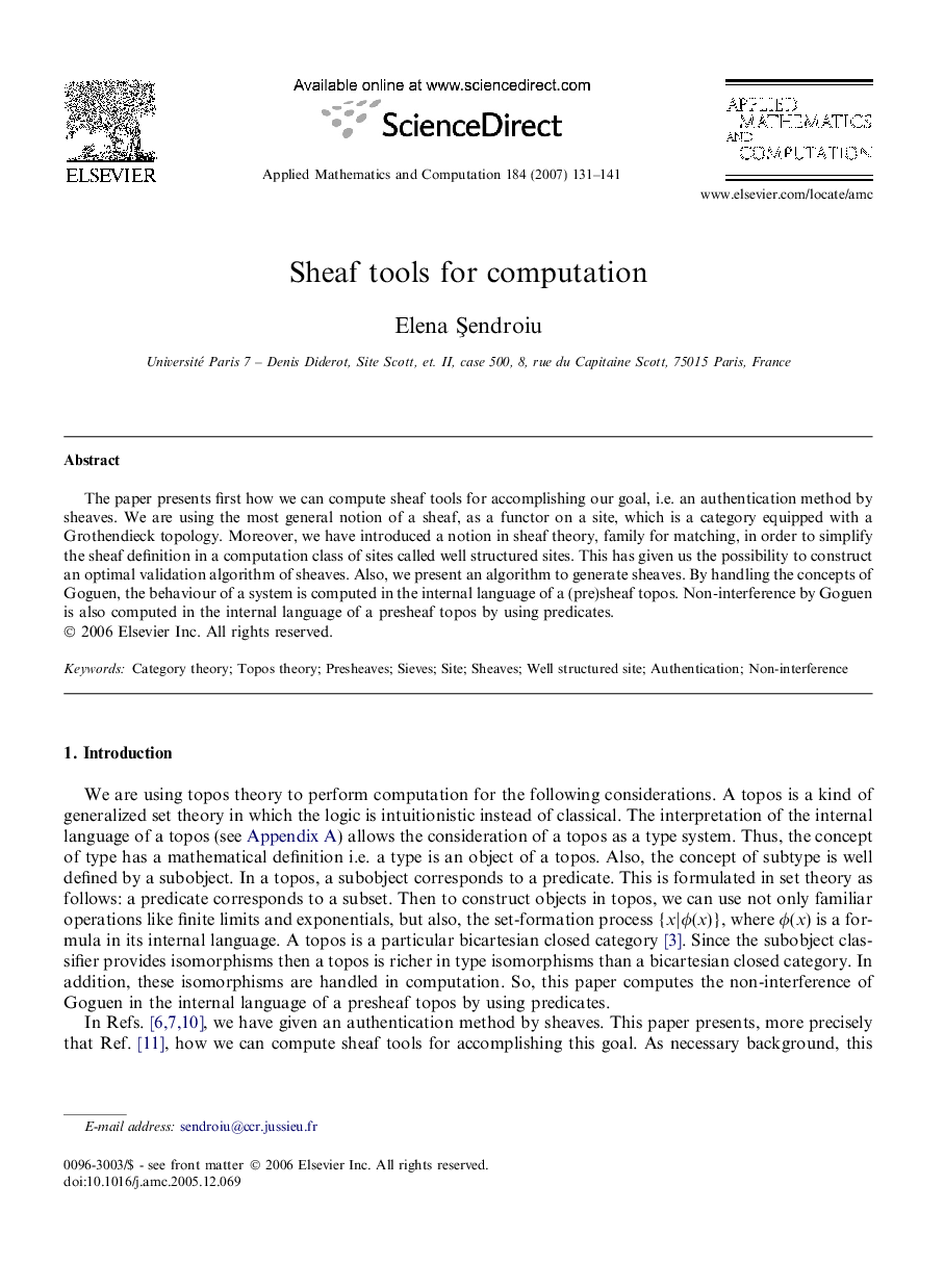 Sheaf tools for computation