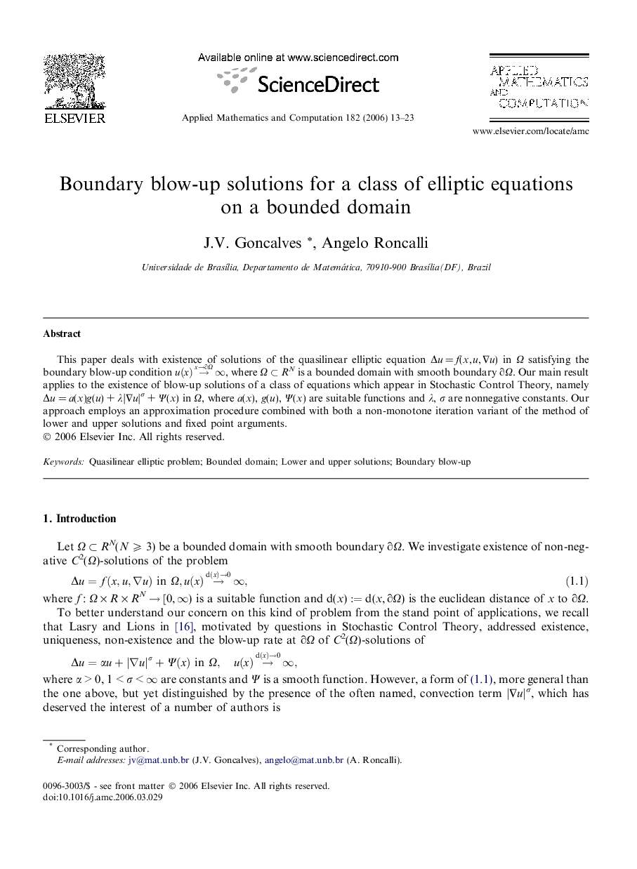 Boundary blow-up solutions for a class of elliptic equations on a bounded domain