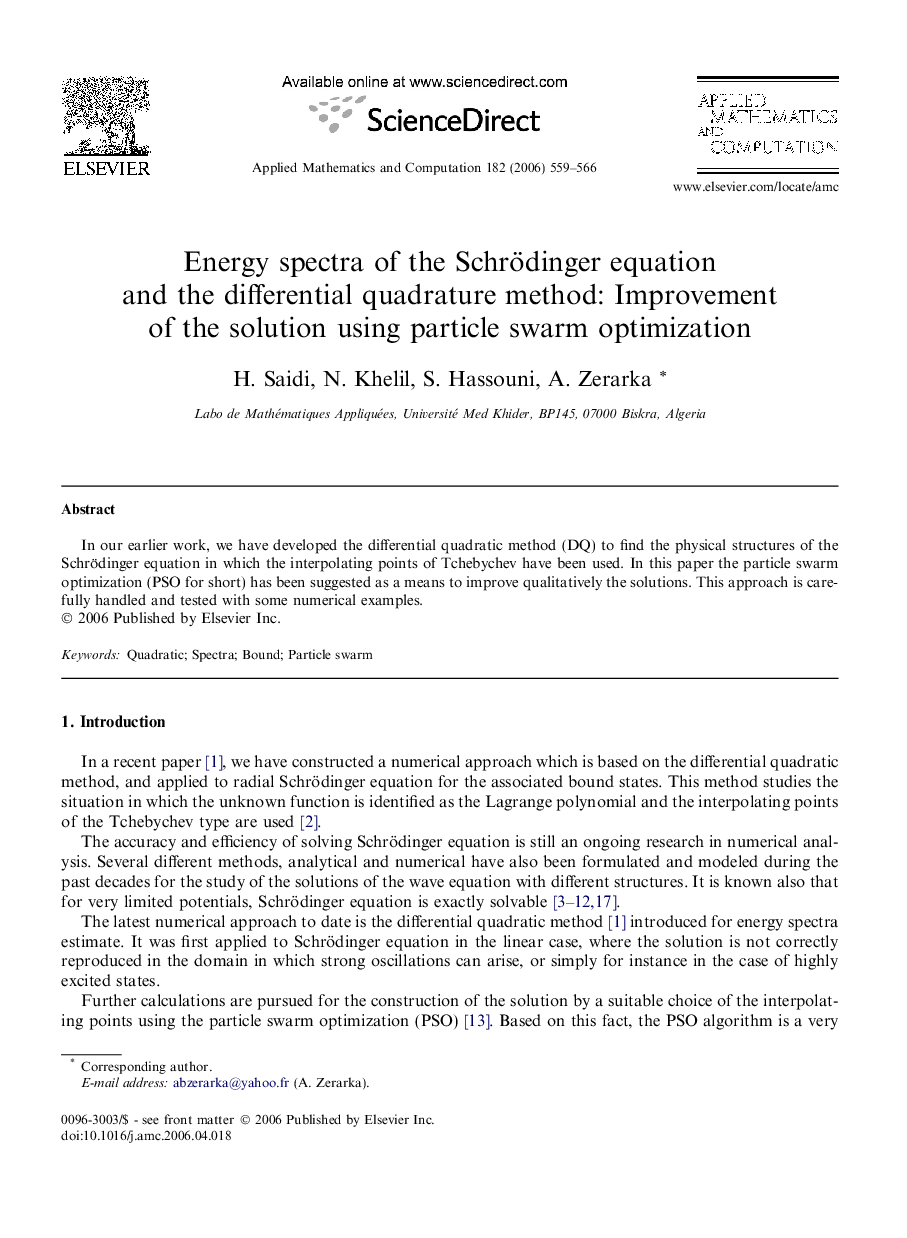 Energy spectra of the Schrödinger equation and the differential quadrature method: Improvement of the solution using particle swarm optimization