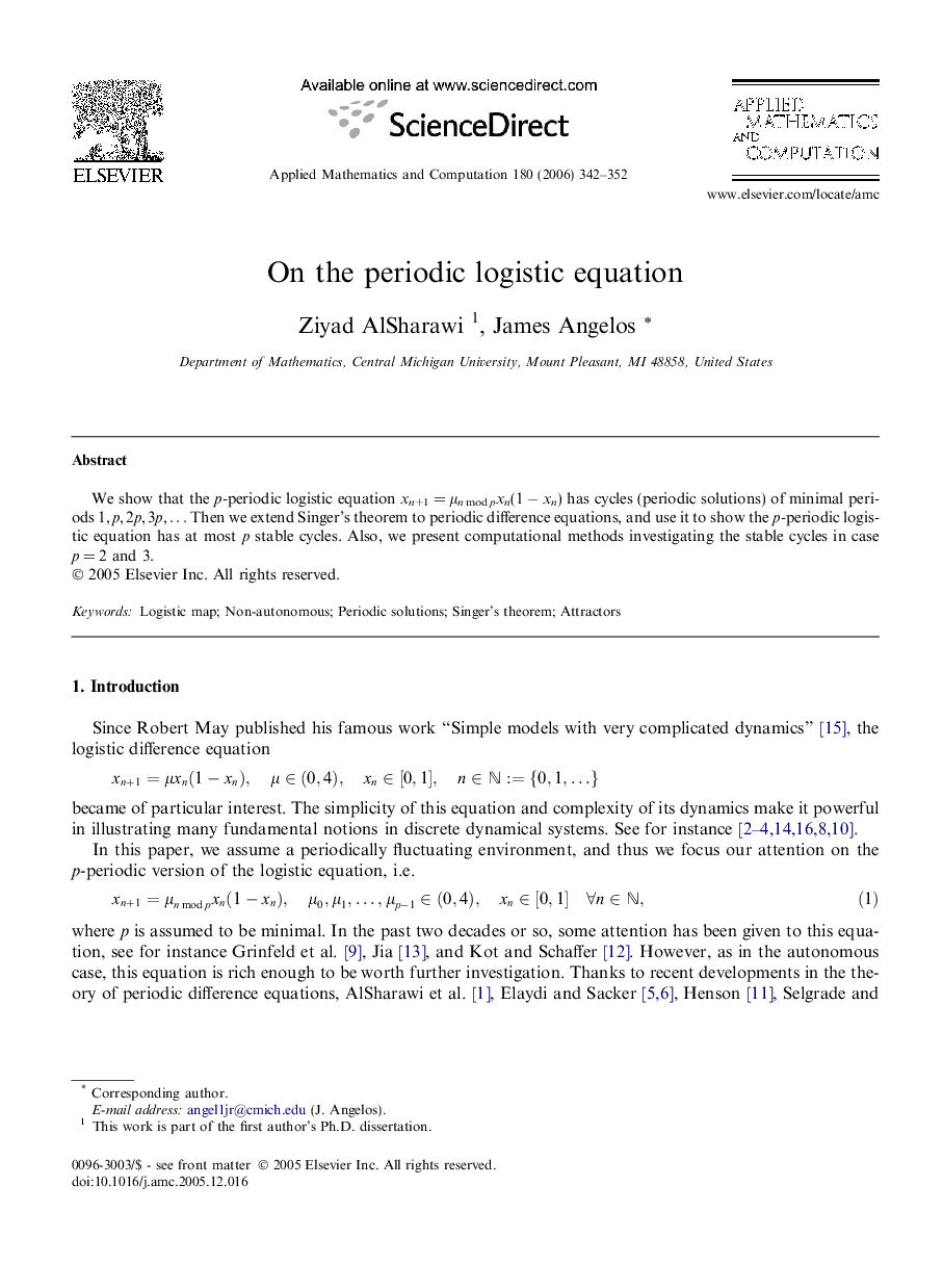 On the periodic logistic equation