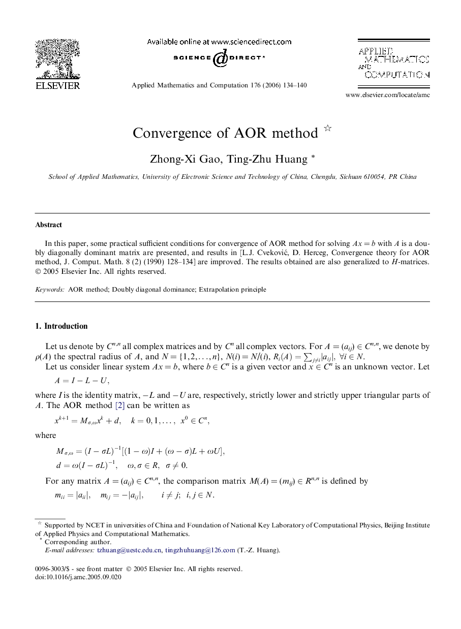 Convergence of AOR method 