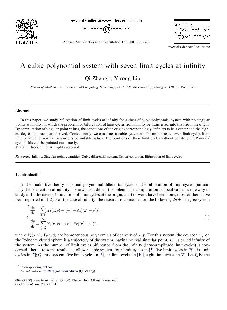 A cubic polynomial system with seven limit cycles at infinity