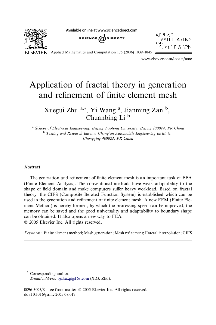 Application of fractal theory in generation and refinement of finite element mesh
