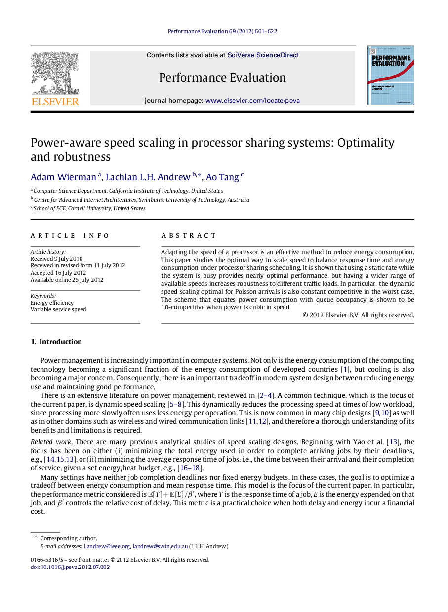 Power-aware speed scaling in processor sharing systems: Optimality and robustness