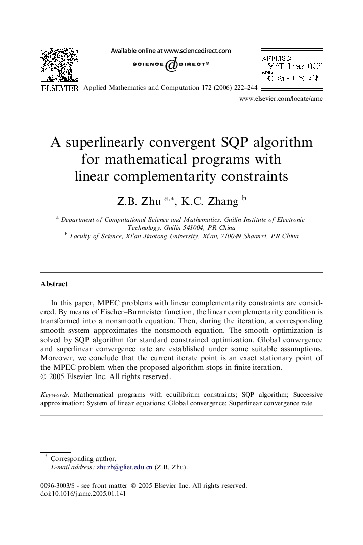 A superlinearly convergent SQP algorithm for mathematical programs with linear complementarity constraints