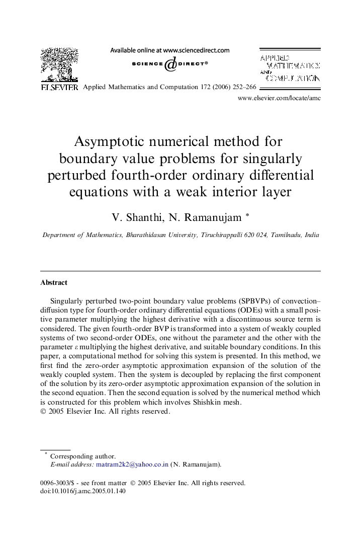 Asymptotic numerical method for boundary value problems for singularly perturbed fourth-order ordinary differential equations with a weak interior layer