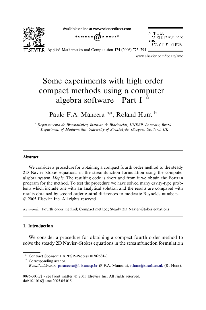 Some experiments with high order compact methods using a computer algebra software—Part I 