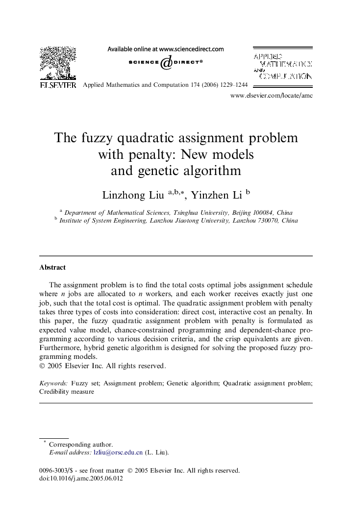 The fuzzy quadratic assignment problem with penalty: New models and genetic algorithm