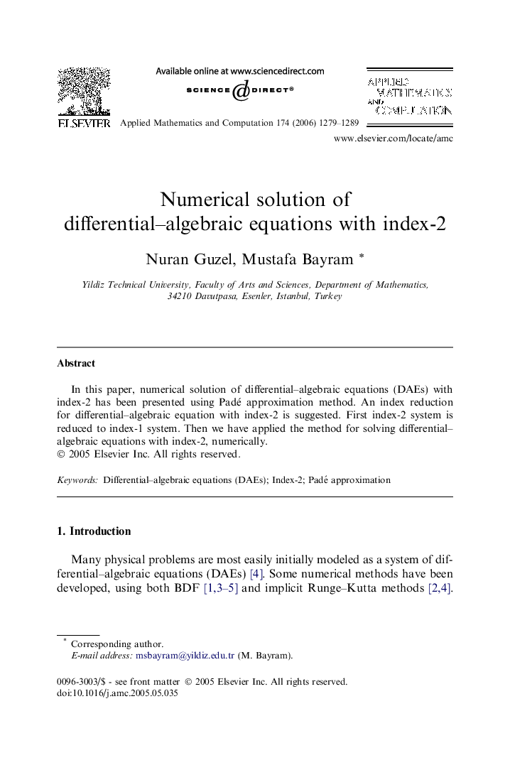 Numerical solution of differential–algebraic equations with index-2