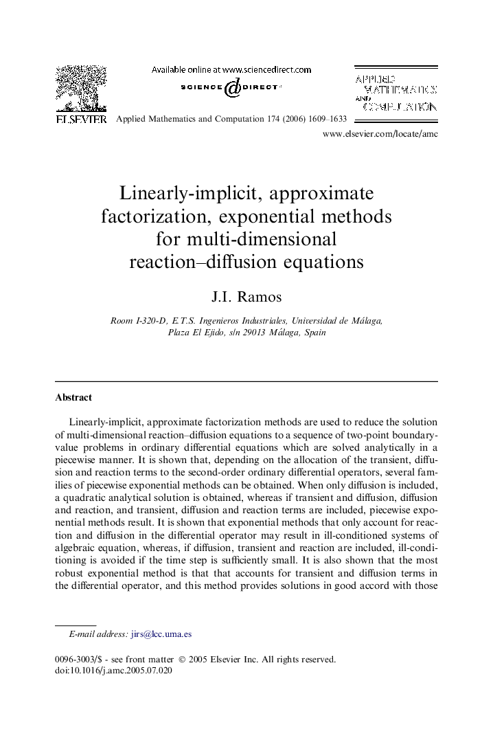 Linearly-implicit, approximate factorization, exponential methods for multi-dimensional reaction-diffusion equations