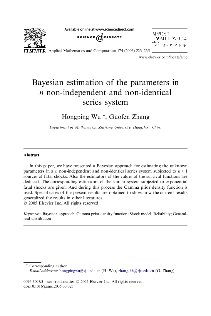 Bayesian estimation of the parameters in n non-independent and non-identical series system