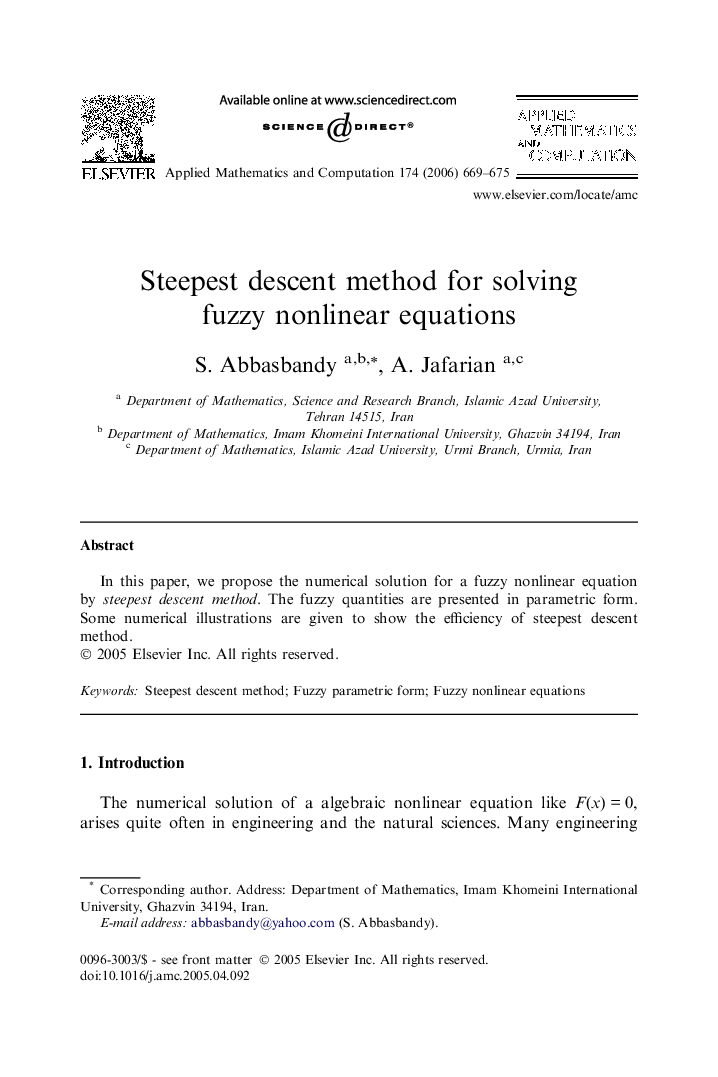 Steepest descent method for solving fuzzy nonlinear equations