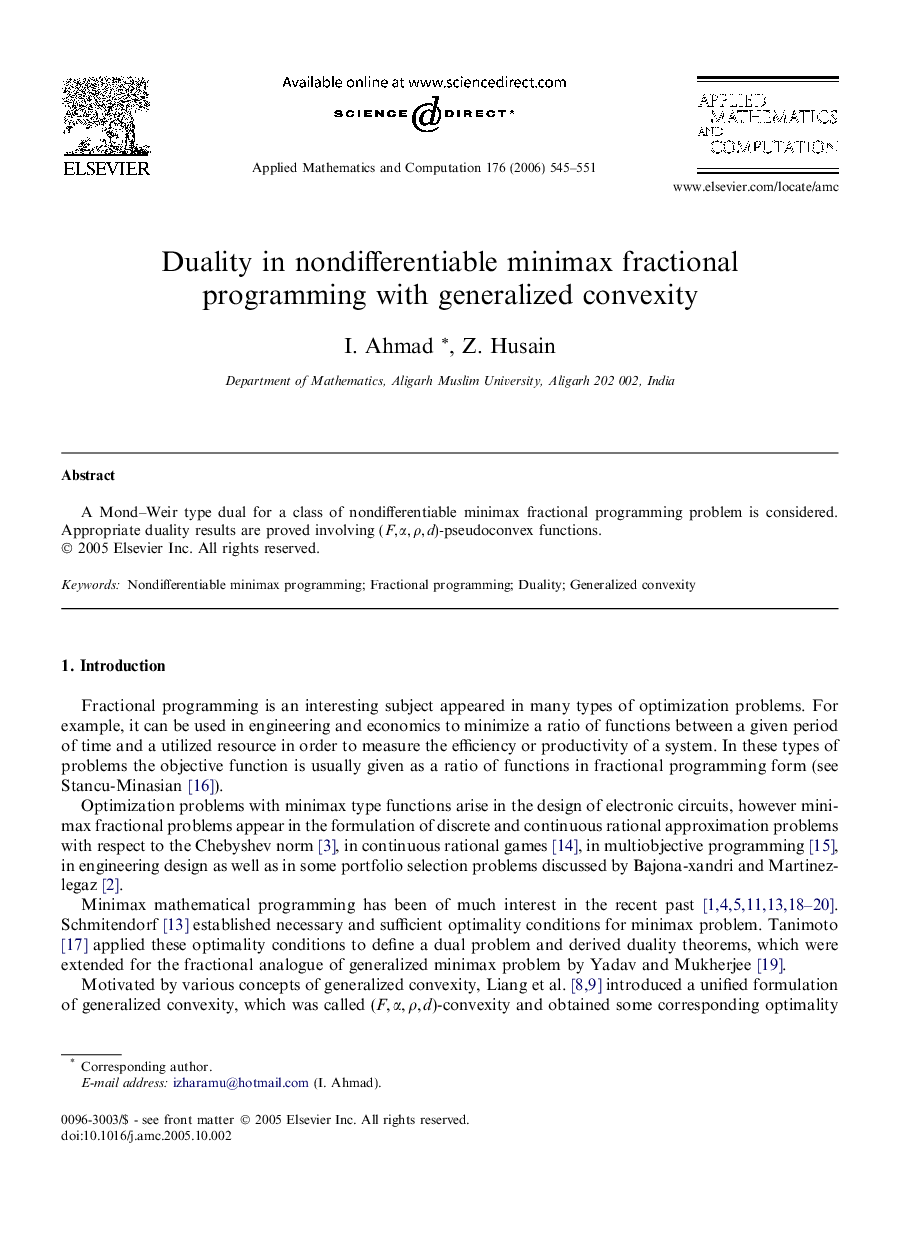 Duality in nondifferentiable minimax fractional programming with generalized convexity