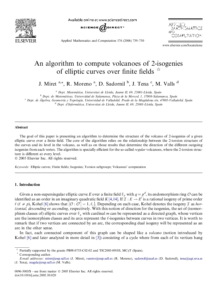 An algorithm to compute volcanoes of 2-isogenies of elliptic curves over finite fields 