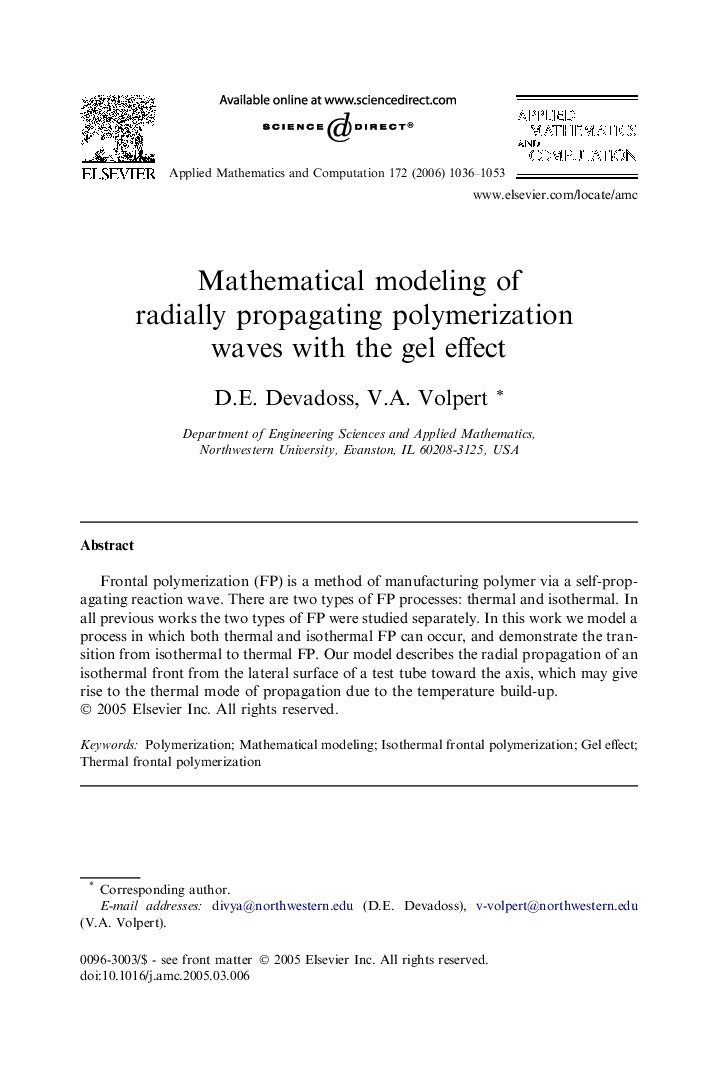 Mathematical modeling of radially propagating polymerization waves with the gel effect