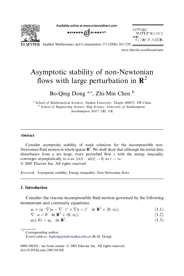 Asymptotic stability of non-Newtonian flows with large perturbation in R2