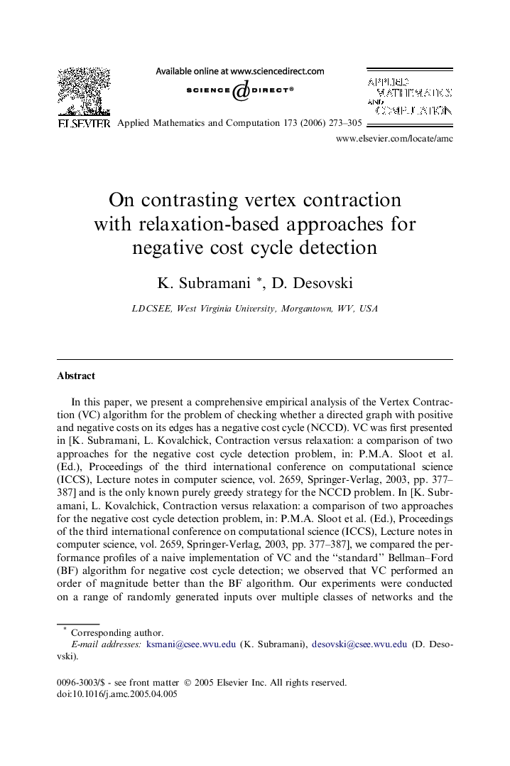 On contrasting vertex contraction with relaxation-based approaches for negative cost cycle detection